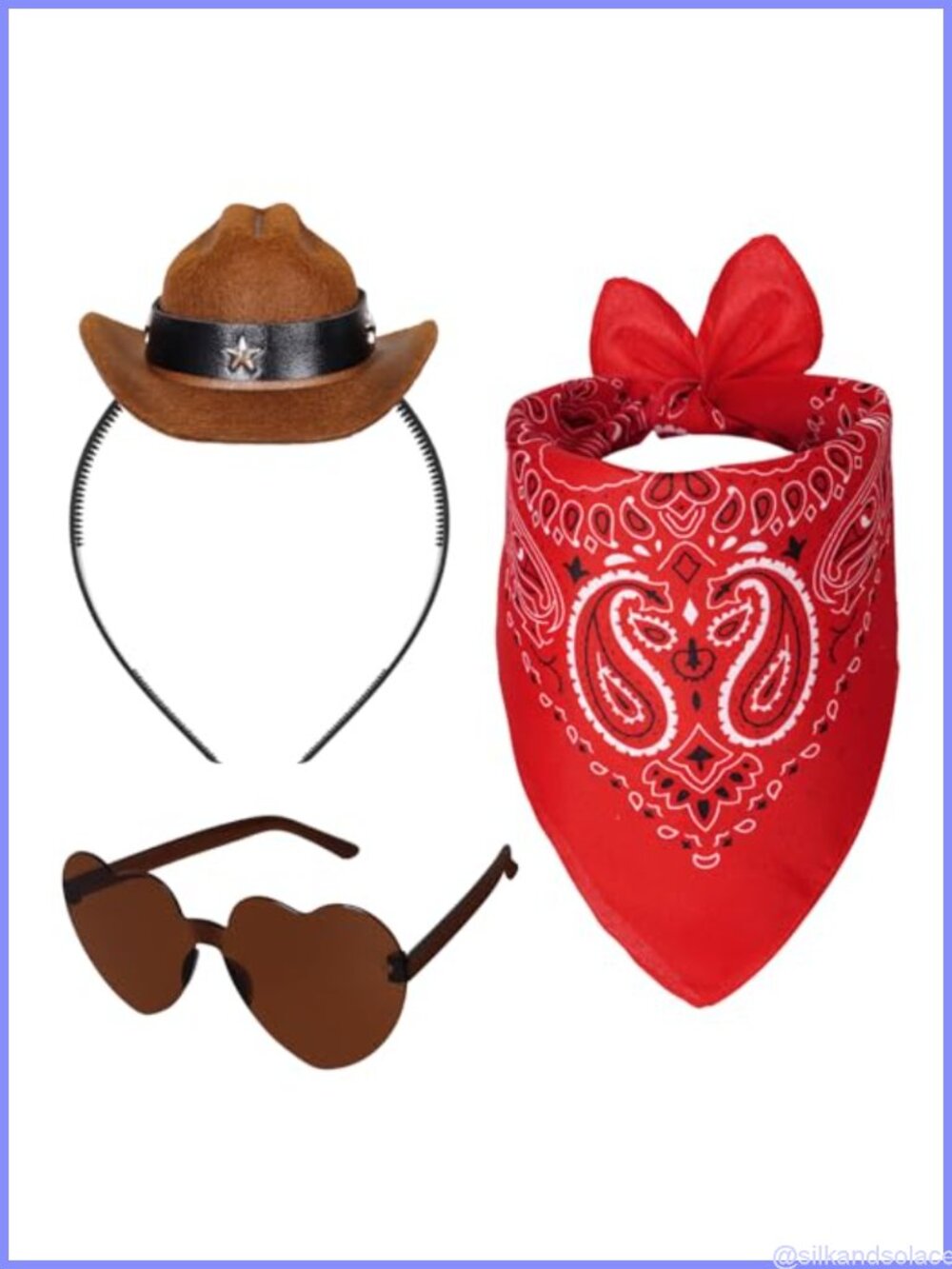 Cowboy Hat Headband Mini Cowboy Hat Headwear Heart Glasses Bandana Women